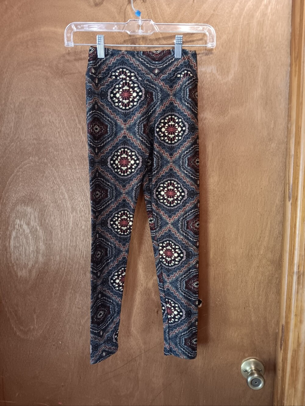Lularoe Girls Patterned Navy and Brown Leggings